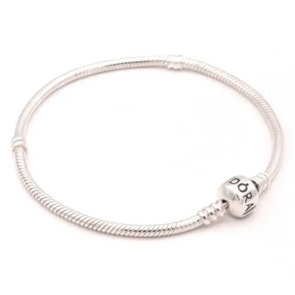 Authentic PANDORA Moments Barrel Clasp Charm Bracelet
